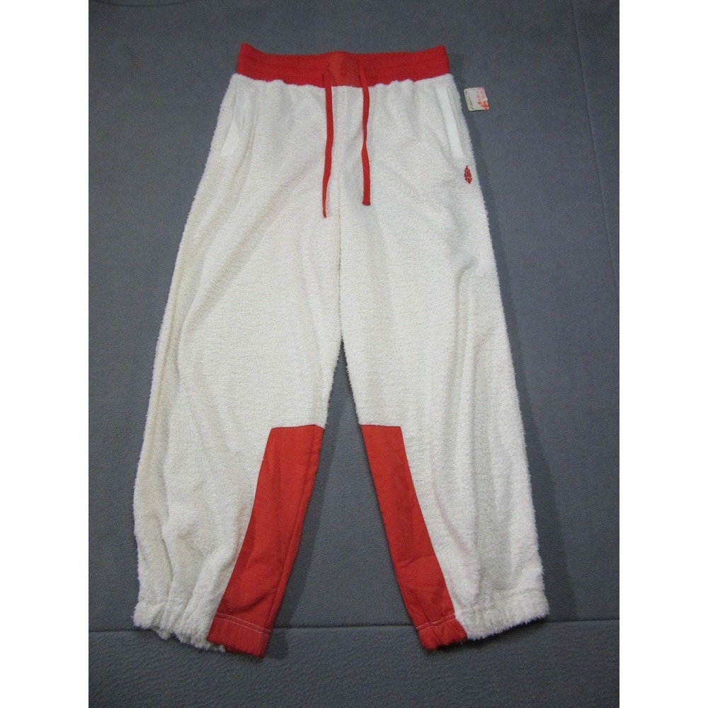 Free People Movement Pants Womens Large White Red Fleece Cuddle Up Cozy